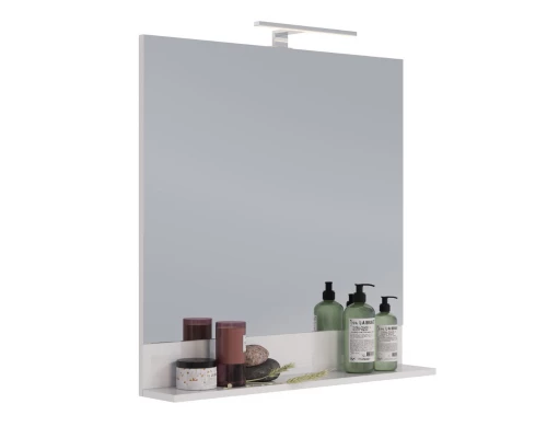 Зеркало Lemark ROMANCE 80 см с полкой, цвет: Белый глянец