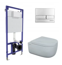 Комплект для монтажа  подвесного унитаза: инсталляция NOVUM525, кнопка L3 хром глянец, унитаз EGO XL