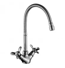 Q02 Смеситель для кухни, гиб.излив 205мм, р/ДВ, хром, ROS, Q02-75