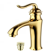Brava Смеситель для раковины, монолит.излив 76мм дон.клап.Click/Clack, р/ОД, золото, LM, LM4706G