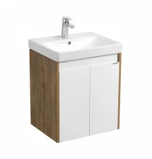 Тумба СКАНДИ DOORS 55, универс., 2 дв., белый глянец/дуб рустикальный (под раковину АДРИАНА 55)