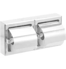 Держатель для 2 рулонов туалетной бумаги с крышкой встраиваемый  из нержавеющей стали глянцевый