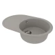 Кухонная мойка Lemark LACHA 760 врезная овальная с крылом из кварцгранита, Грей