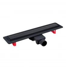 Желоб водосток напольный OPTIM Line Black 500, решетка нержавеющая сталь, матовый черный, S-сифон D5