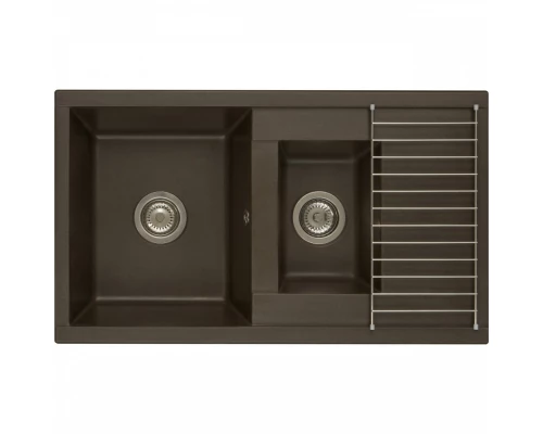 Мойка для кухни  Делия 87 870x510x218 мм, прямоуг. с крылом и доп. чашей, кофе