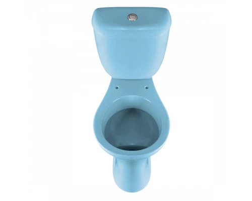 Унитаз-компакт Виктория косой выпуск, н/п., кноп. арматурой и сиденьем полипропилен, голубой SANTERI