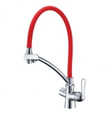 Comfort Смеситель для кухни, гиб.излив 210мм фильтр.воды, р/ОД, хром/красный, LM, LM3070C-Red