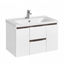 Тумба РЕНЕ 80, белая, грецкий орех (под раковину МИРАНДА 80) 