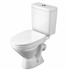 ЛИГА Унитаз-компакт, косой выпуск, 2-х режимная арматура, сиденье дюропласт Dino Plast, САНТЕК 