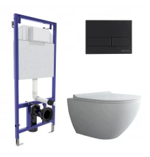 Комплект: инсталляция NOVUM, кнопка L5, унитаз PUMA XL Rimless, сиденье дюропласт Toma Slim SO, BERG