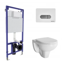 Комплект для монтажа подвесного унитаза GAMMA: инсталляция NOVUM525, кнопка D7, унитаз  с сиденьем G