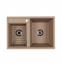 Мойка для кухни  Делия 78 DBL  780x520x218 мм, прямоуг. с крылом, латте