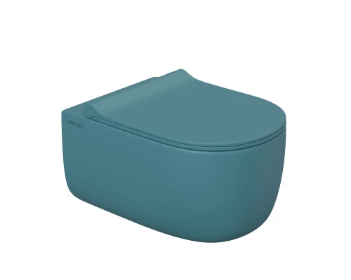 Унитаз подвесной EGO XL Rimless 54 см, сиденье дюропласт EGO XL Slim SO матовый темно-синий, микроли