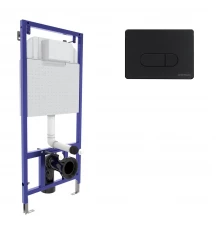 Инсталляция  для скрытого монтажа унитаза NOVUM кнопка D5 Soft Touch, черная, BERGES