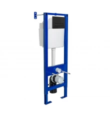 Инсталляция  для скрытого монтажа унитаза АТОМ Line 410 кнопка черная Soft Touch, BERGES