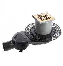 Трап водосток PLATZ Antik 100х100, бронза, S-сифон D50 H60 боковой, BERGES