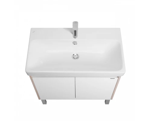 Тумба СКАНДИ DOORS 80, универс., 2 дв., белый глянец/дуб верона (под раковину АДРИАНА 80)