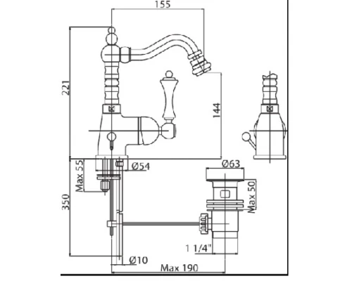 Смеситель Cezares Margot MARGOT-BSM2-02-M для биде, бронза