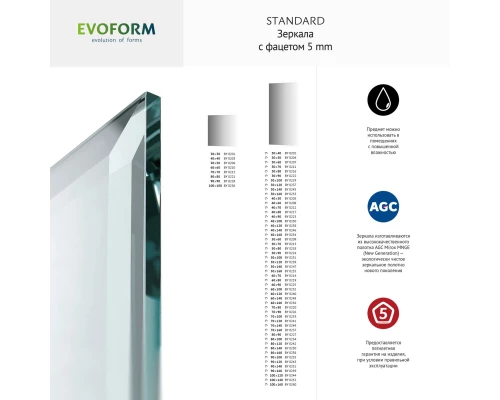 Зеркало настенное с фацетом Standard EVOFORM 70x100 см, BY 0233