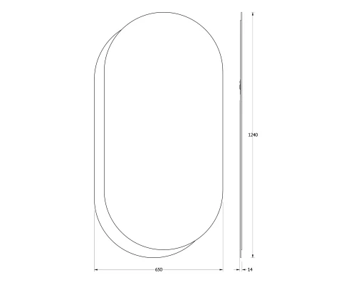 Зеркало настенное на стеклянном основании (графит) Double EVOFORM 65x124 см, BY 0313