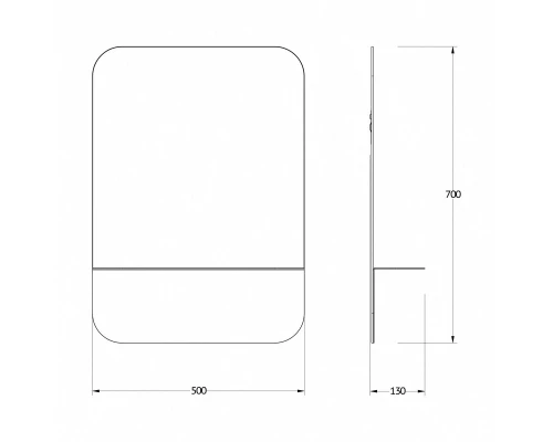 Зеркало настенное с полочкой (цвет: черный) Shadow EVOFORM 50x70 см, BY 0551