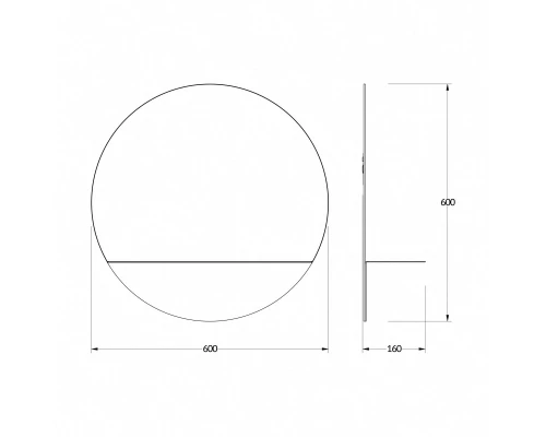 Зеркало настенное с полочкой (цвет: черный) Shadow EVOFORM D60 см, BY 0561