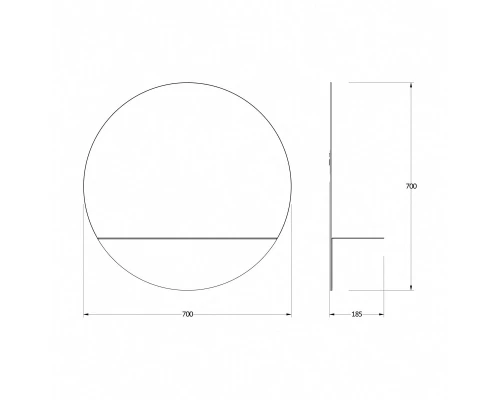Зеркало настенное с полочкой (цвет: черный) Shadow EVOFORM D70 см, BY 0562