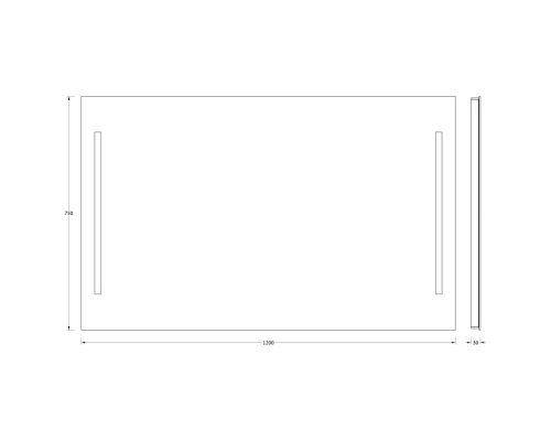 Зеркало настенное с 2-мя встроенными LED-светильниками Ledline EVOFORM 120х75 см, BY 2120