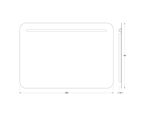 Зеркало настенное со встроенным LED-светильником Ledline EVOFORM 100х70 см, BY 2147