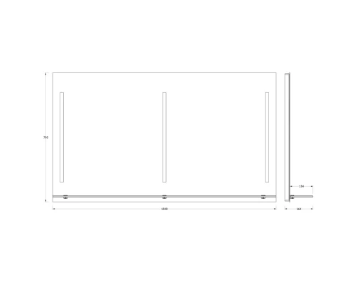 Зеркало настенное c полочкой и 3-мя встроенными LED-светильниками Ledline-S EVOFORM 130x75 см, BY 2169