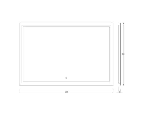 Зеркало настенное со встроенным LED-светильником, сенсорный выключатель, Ledline EVOFORM 120х80 см, BY 2438