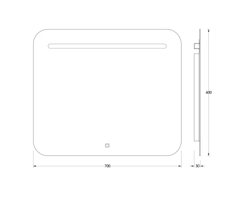Зеркало настенное со встроенным LED-светильником, сенсорный выключатель, Ledline EVOFORM 70х60 см, BY 2444