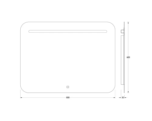 Зеркало настенное со встроенным LED-светильником, сенсорный выключатель, Ledline EVOFORM 80х60 см, BY 2445