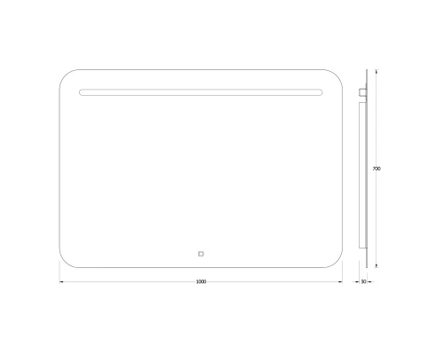 Зеркало настенное со встроенным LED-светильником, сенсорный выключатель, Ledline EVOFORM 100х70 см, BY 2447