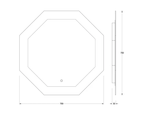 Зеркало настенное с LED-подсветкой, сенсорный выключатель, Ledshine EVOFORM 70х70 см, BY 2604