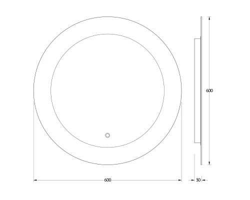 Зеркало настенное с LED-подсветкой, сенсорный выключатель, Ledshine EVOFORM 60х60 см, BY 2623