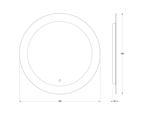 Зеркало настенное с LED-подсветкой, сенсорный выключатель, Ledshine EVOFORM 70х70 см, BY 2624