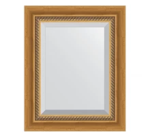 Зеркало настенное с фацетом EVOFORM в багетной раме состаренное золото с плетением, 43х53 см, BY 3353