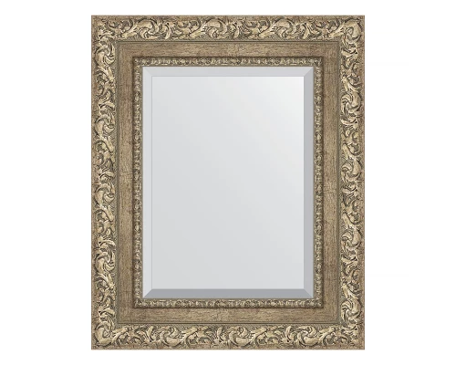Зеркало настенное с фацетом EVOFORM в багетной раме виньетка античное серебро, 45х55 см, BY 3357