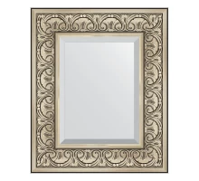 Зеркало настенное с фацетом EVOFORM в багетной раме барокко серебро, 50х60 см, BY 3372