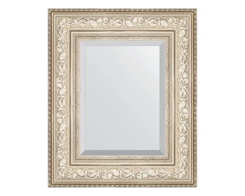 Зеркало настенное с фацетом EVOFORM в багетной раме виньетка серебро, 50х60 см, BY 3374