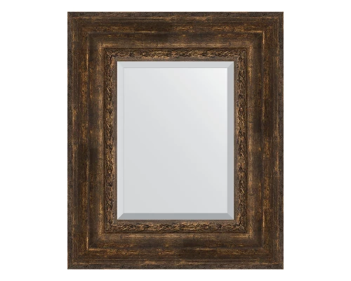 Зеркало настенное с фацетом EVOFORM в багетной раме состаренное дерево с орнаментом, 52х62 см, BY 3378