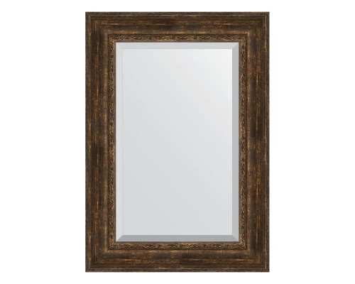 Зеркало настенное с фацетом EVOFORM в багетной раме состаренное дерево с орнаментом, 72х102 см, BY 3456