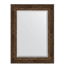 Зеркало настенное с фацетом EVOFORM в багетной раме состаренное дерево с орнаментом, 82х112 см, BY 3482