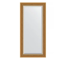 Зеркало настенное с фацетом EVOFORM в багетной раме состаренное золото, с плетением, 53х113 см, BY 3483
