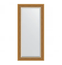 Зеркало настенное с фацетом EVOFORM в багетной раме состаренное золото, с плетением, 53х113 см, BY 3483