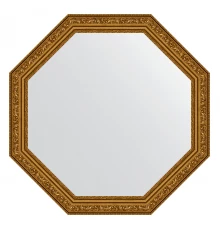 Зеркало настенное Octagon EVOFORM в багетной раме виньетка состаренное золото, 60,4х60,4 см, BY 3689