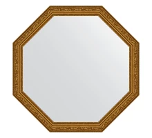Зеркало настенное Octagon EVOFORM в багетной раме виньетка состаренное золото, 70,4х70,4 см, BY 3690