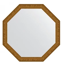 Зеркало настенное Octagon EVOFORM в багетной раме виньетка состаренное золото, 70,4х70,4 см, BY 3690