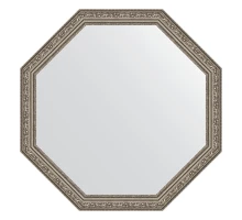 Зеркало настенное Octagon EVOFORM в багетной раме виньетка состаренное серебро, 70,4х70,4 см, BY 3693
